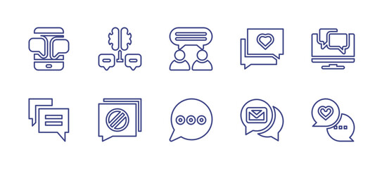 Conversation line icon set. Editable stroke. Vector illustration. Containing conversation, talking, chat, chat bubble.