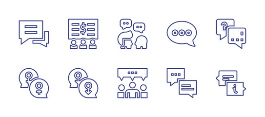Conversation line icon set. Editable stroke. Vector illustration. Containing conversation, speak, question and answer, chat.