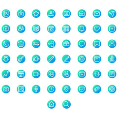 Vector of Social Media 1 Icon Set Round Gradient. Perfect for user interface, new application.