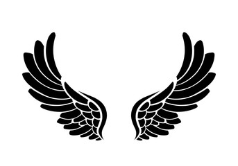 vector silhouette angel wings logo