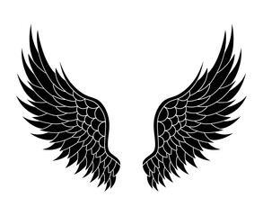 Obraz premium vector silhouette angel wings logo