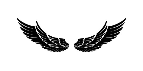 vector silhouette angel wings logo