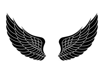 vector silhouette angel wings logo