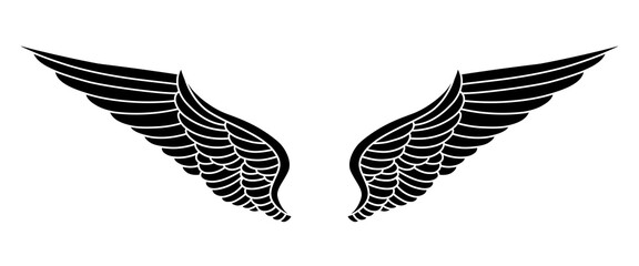 vector silhouette angel wings logo