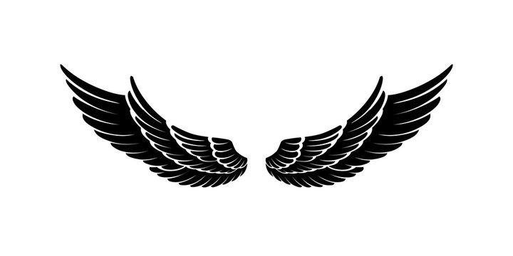 vector silhouette angel wings logo