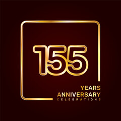 155th anniversary template design with double line numbers in gold color, vector template