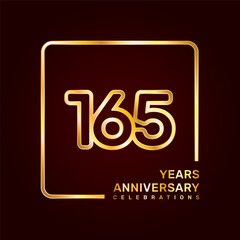 165th anniversary template design with double line numbers in gold color, vector template