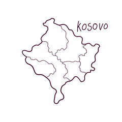 Hand Drawn Doodle Map Of Kosovo. Vector Illustration