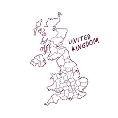 Hand Drawn Doodle Map Of United Kingdom. Vector Illustration