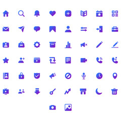 Vector of Social Media 1 Icon Set Solid Gradient. Perfect for user interface, new application.