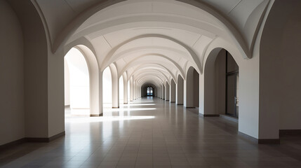 Fototapeta na wymiar Empty floor and modern architectural passageway. Created with AI generative.