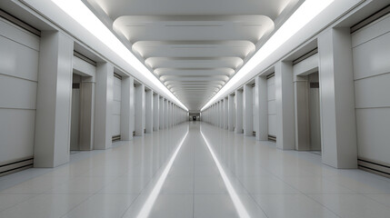 Empty floor and modern architectural passageway. Created with AI generative.
