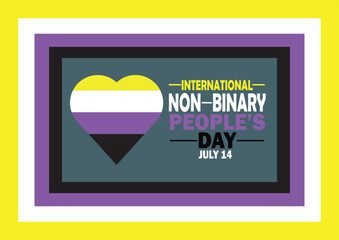 International Non-Binary People's Day Vector illustration. July 14. Holiday concept. Template for background, banner, card, poster with text inscription. 