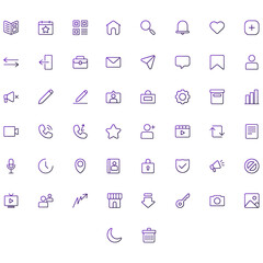 Vector of Social Media 1 Icon Set Thin Gradient. Perfect for user interface, new application.