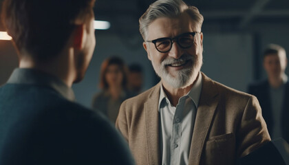 Successful teamwork in corporate office with expertise generated by AI