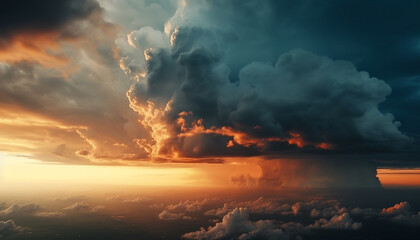 Fototapeta premium Dramatic sky, beauty in nature, heaven canvas generated by AI