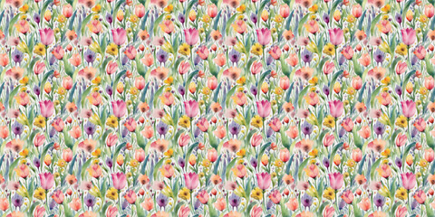 Watercolor Seamless feminine pattern background