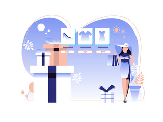 Online shopping discount concept illustration, suitable for web app design, banners, landing pages. flat style illustrations.