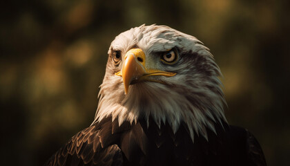 Naklejka premium Majestic bird of prey perching on branch generated by AI