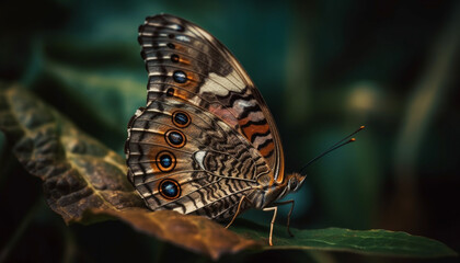 Fototapeta na wymiar Vibrant butterfly wings showcase natural beauty in summer generated by AI