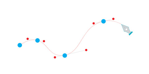 Bezier Curve With Pen Tool Vector Illustration