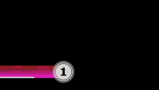 Numbered lower thirds from 1 to 10 for transition videos. RGB + Alpha Channel.