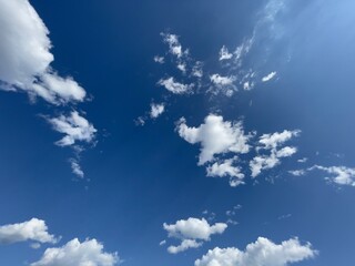 Grande Prairie, Alberta, Canada, blue sky with clouds - obrazy, fototapety, plakaty