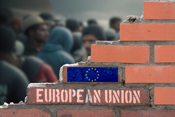 Eine Gruppe von Migranten in der Europäischen Union EU