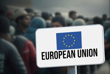 Eine Gruppe von Migranten in der Europäischen Union EU