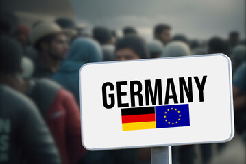 Eine Gruppe vom Fl&uuml;chtlingen auf dem Weg nach Deutschland