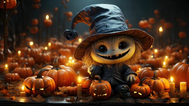 Cute Skeleton Halloween Fantasy Background