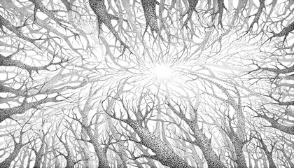 Thoughts in the forest, drawing in the style of pointillism