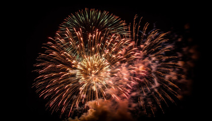 Vibrant colors exploding in a firework display generated by AI