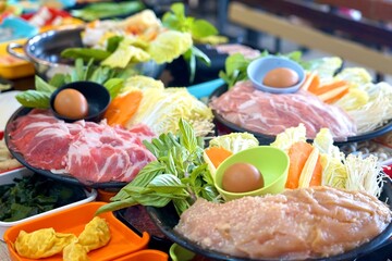 top view of shabu hotpot set shabu of hotpot japanese hotpot style