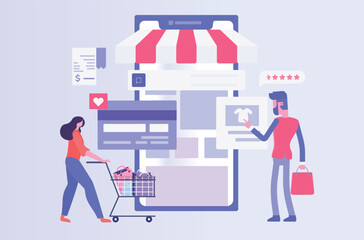 online shopping buy online, choosing fashion items, beauty products from online marketplace, clothing store, special offer, summer sale, winter sale offer, to pay mobile banking and tracking parcel