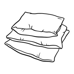 Pillows outline icon. Vector doodle sketch isolated on white