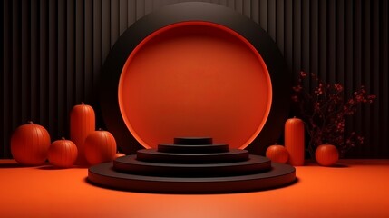 Podium and minimal abstract background for Halloween 31th october