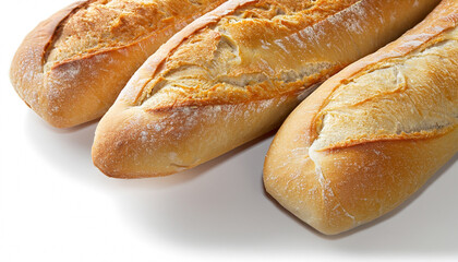 Baguette bread - French bread / white background