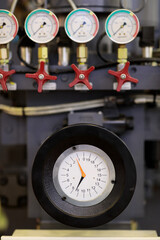 industrial hydraulic equipment with gauges
