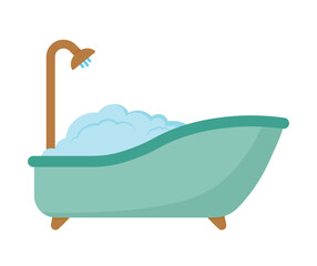Aesthetic Bathup with Shower Icon Vector for Bathroom Furniture Element Interior Decoration