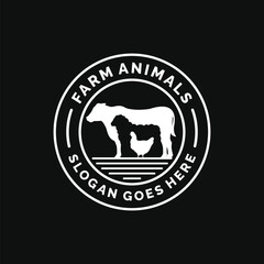 Farm animals logo design vector. Livestock logo vector