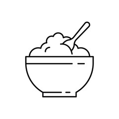 Cottage cheese bowl line icon. isolated on white background. vector illustration
