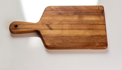 Isolated rectangular wooden chopping board