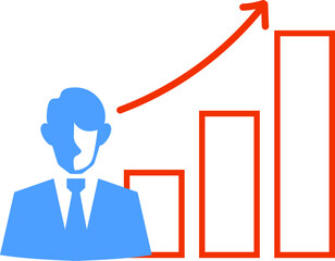 Business silhouette with chart  strategy concept icon graphic