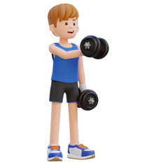 3D Sportsman Character Performing Dumbbell Chest Fly