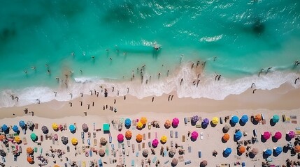 Fototapeta na wymiar Aerial view of beautiful beach. Generative AI