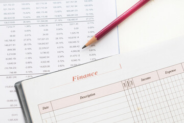 Naklejka na ściany i meble statement balance sheet accounting for business work arrangement flat lay style on background white 