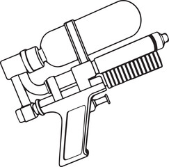 Black children's toy gun on a white background, no people