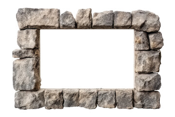Isolated rectangle stone window frame in vintage style. Border design. Front view. Photo frame. Generative AI. - 617254739
