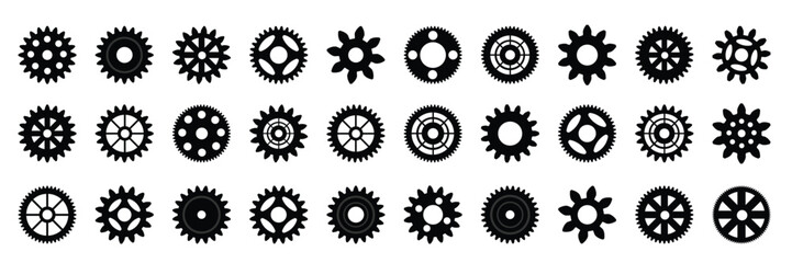 Machine Gear Wheel Cogwheel Vector. Big set, large collection of gears. 